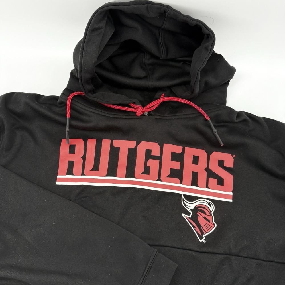Rutgers Scarlet Knights Hoodie Sweatshirt Mens XL Champion Pullover Black logo
